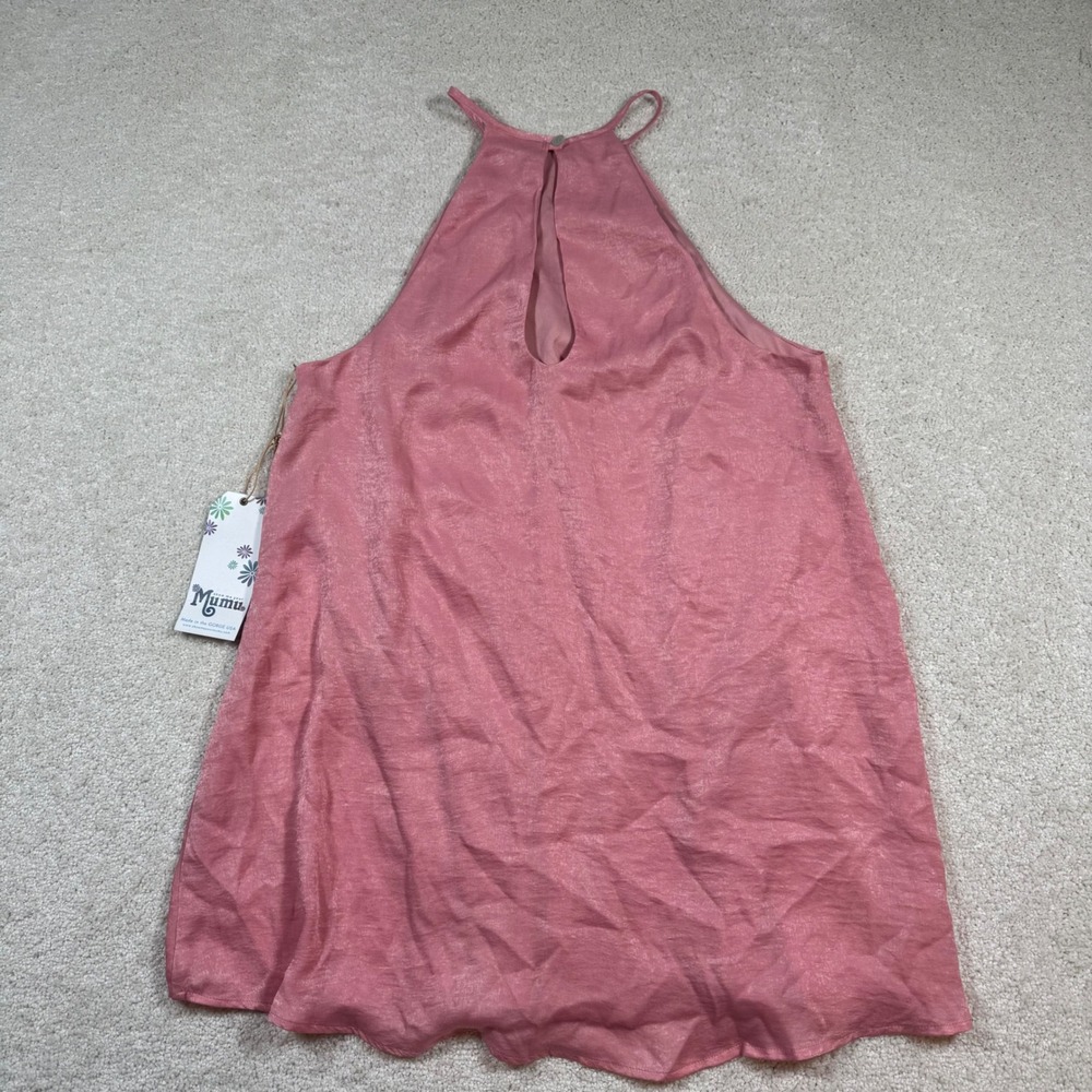 Show Me Your Mumu Gomez Mini Dress Women Medium Pink Shimmer Halter Neck MS8-28 - Picture 2 of 10